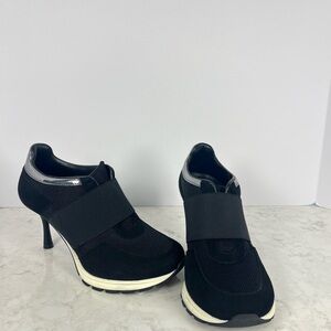 NEW!The Icon Sneex Women's Black High-Heel Slip-On Pumps with Wide Elastic Strap